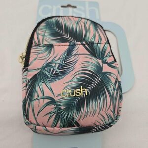 Crush Pink Leaf Print Hydration Pouch Water Resistant‎ Adjustable Strap